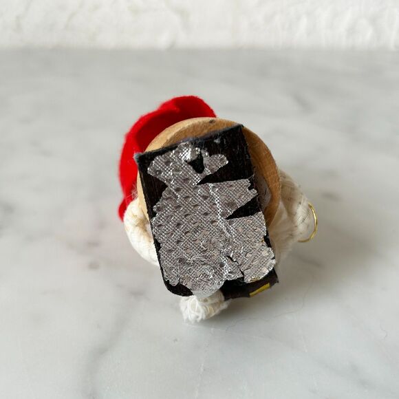 Vintage Kurt Adler Santa Gnome with Glasses and Bottle Wooden Christmas Ornament - Picture 7 of 7